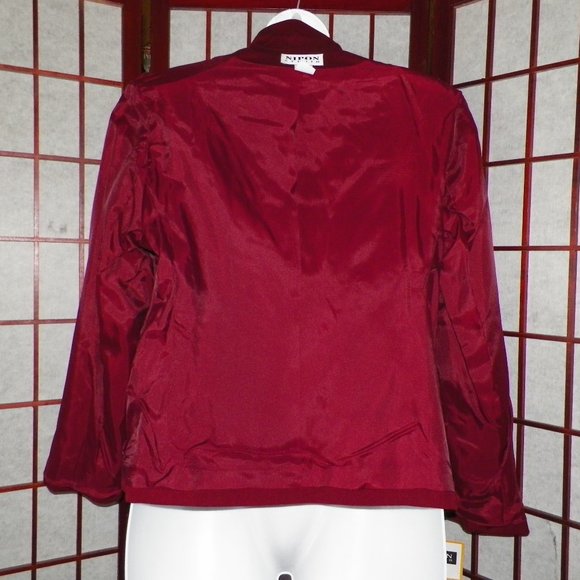 **HOST PICK** Albert Nipon Studio Blazer Military Chic Red Wool Blend Size 14 - Picture 4 of 8